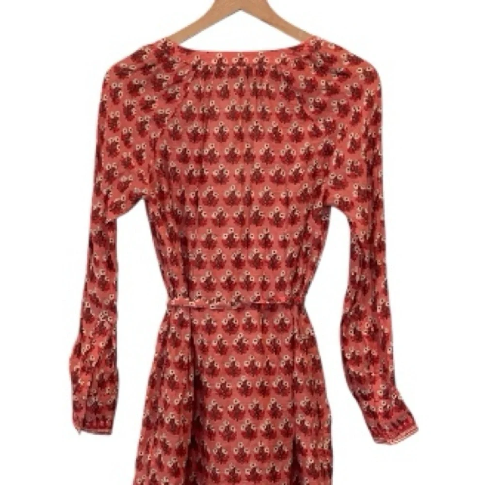 NWT J. Crew Red/Pink Floral Cabana Mini Dress, Long Sleeve, 100% Ramie, XS